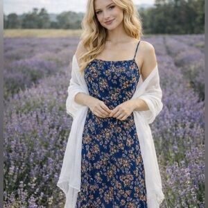 3rd + Malt Floral Blue Maxi Dress